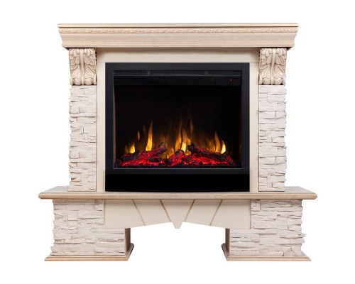 RealFlame Электрокамин Rockland Lux WT белый дуб с золотой патиной с очагом Saphir 25,5