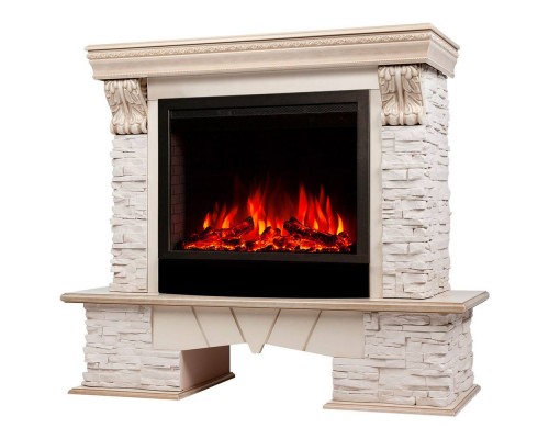 RealFlame Электрокамин Rockland Lux WT белый дуб с золотой патиной с очагом Saphir 25,5