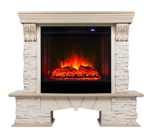 RealFlame Электрокамин Rockland Lux WT белый дуб с золотой патиной с очагом Sparta 25,5 LED