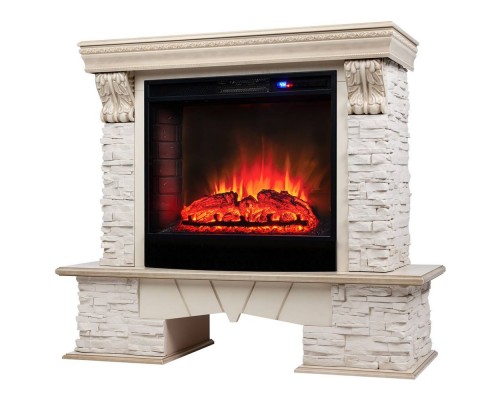 RealFlame Электрокамин Rockland Lux WT белый дуб с золотой патиной с очагом Sparta 25,5 LED