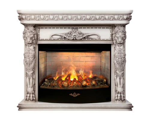 RealFlame Электрокамин Romano 33 WT белый дуб с серой патиной с очагом 3D Firestar 33