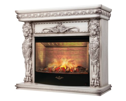 RealFlame Электрокамин Romano 33 WT белый дуб с серой патиной с очагом 3D Firestar 33