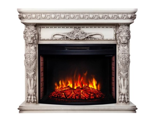 RealFlame Электрокамин Romano 33 WT белый дуб с серой патиной с очагом Firespace 33 S IR
