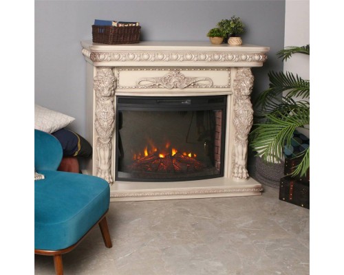 RealFlame Электрокамин Romano 33 WT белый дуб с серой патиной с очагом Firespace 33 S IR