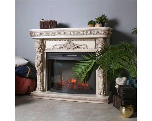 RealFlame Электрокамин Romano 33 WT белый дуб с серой патиной с очагом Firespace 33 S IR