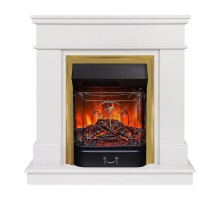 RealFlame Электрокамин Selena STD WT молочный с очагом Majestic Lux Brass