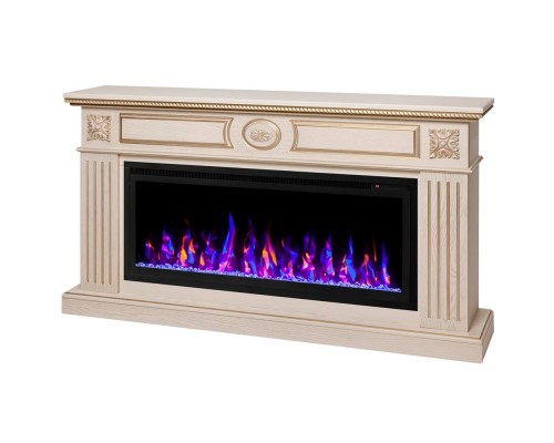 RealFlame Электрокамин Siena 42/BV WT белый дуб с золотой патиной с очагом Saphir 42