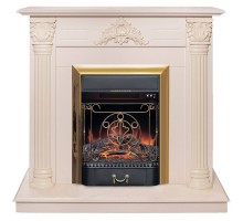 RealFlame Электрокамин Stefania WT айвори с очагом Majestic Lux Brass