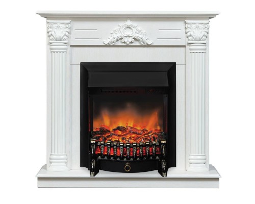 RealFlame Электрокамин Stefania WT белое золото с очагом Fobos Lux Black RC