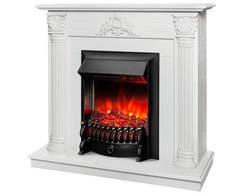 RealFlame Электрокамин Stefania WT белое золото с очагом Fobos Lux Black RC