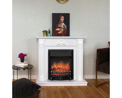 RealFlame Электрокамин Stefania WT белое золото с очагом Fobos Lux Black RC