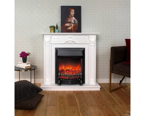 RealFlame Электрокамин Stefania WT белое золото с очагом Fobos Lux Black