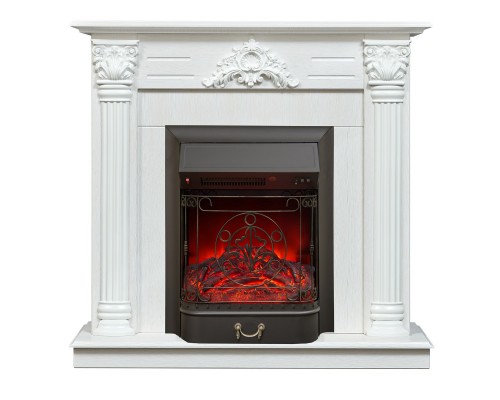 RealFlame Электрокамин Stefania WT белое золото с очагом Majestic Lux Black