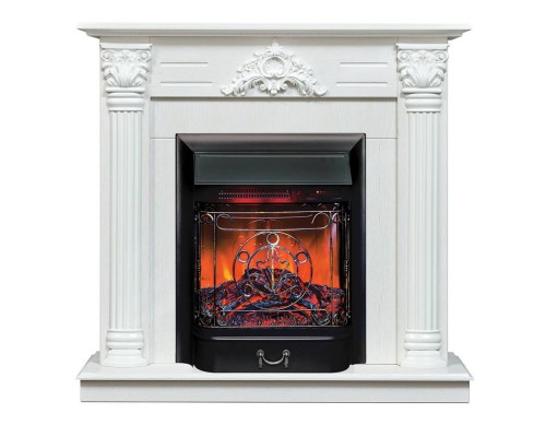 RealFlame Электрокамин Stefania WT белое золото с очагом Majestic Lux Black RC