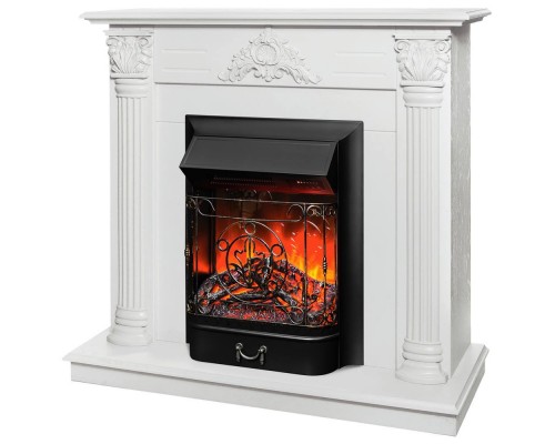 RealFlame Электрокамин Stefania WT белое золото с очагом Majestic Lux Black RC