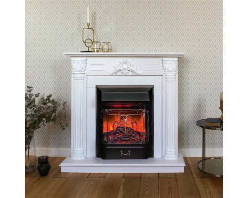 RealFlame Электрокамин Stefania WT белое золото с очагом Majestic Lux Black RC