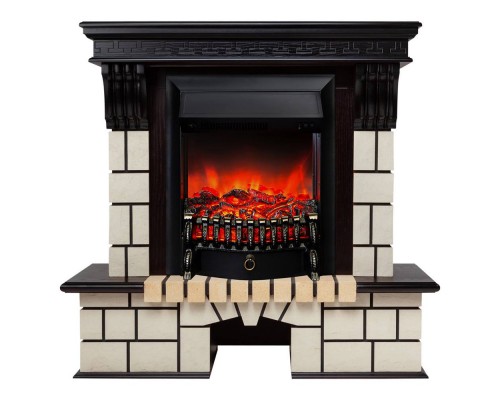 RealFlame Электрокамин Stone STD AO античный дуб с очагом Fobos Lux Black