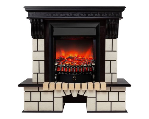 RealFlame Электрокамин Stone STD AO античный дуб с очагом Fobos Lux Black RC