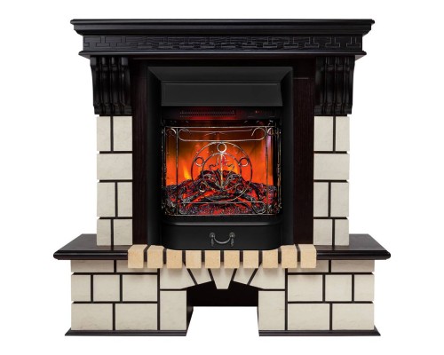 RealFlame Электрокамин Stone STD AO античный дуб с очагом Majestic Lux Black RC