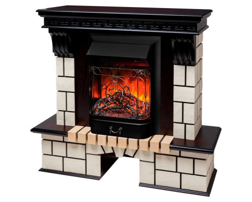 RealFlame Электрокамин Stone STD AO античный дуб с очагом Majestic Lux Black RC