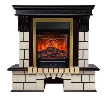 RealFlame Электрокамин Stone STD AO античный дуб с очагом Majestic Lux Brass