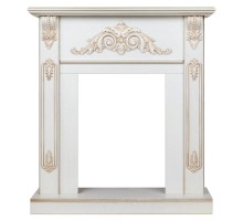 RealFlame Портал каминный из МДФ Anita WT дуб белый с золотой патиной, под очаги (Majestic, Fobos, Eugene, 3D Olympic)