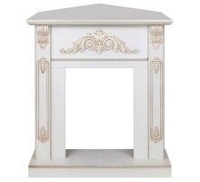 RealFlame Портал каминный из МДФ угловой Anita WT Corner дуб белый с золотой патиной под очаги (Majestic, Fobos, Eugene, 3D Olympic)