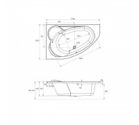 Ванна асимметричная KALIOPE 170x110 левая 63443