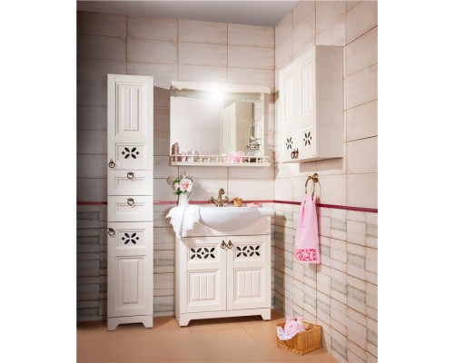 Зеркало для ванной Кантри 85 Бежевый дуб прованс с балюстрадой Бриклаер