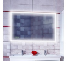 Зеркало для ванной Вега 125 с подсветкой и часами, включение на взмах руки Бриклаер