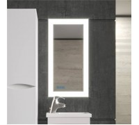 Зеркало для ванной Вега 40 с подсветкой и часами, включение на взмах руки Бриклаер