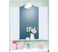 Зеркало для ванной с двумя шкафчиками Лючия 85 Белый глянец Бриклаер