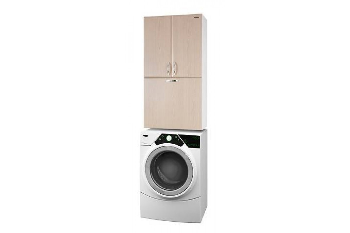Шкаф VOD-ok 60 над стиральной машиной, с бельевой корзиной, белый