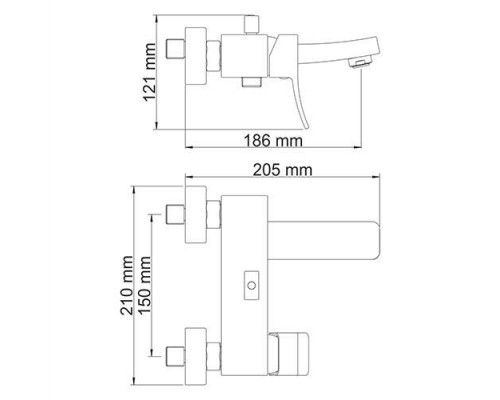 Exter 1601 Смеситель для ванны с коротким изливом