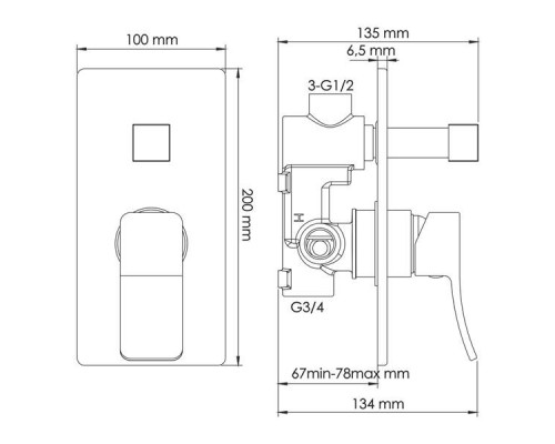 Exter 1641 Смеситель для ванны и душа Exter 1641 Смеситель для ванны и душа