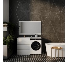 Style Line Тумба с раковиной под стиральную машину Даллас 130 (3 ящ.) Люкс Plus напольная белая L