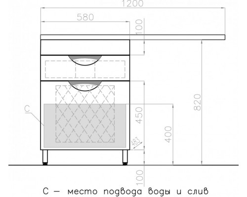 Style Line Тумба с раковиной Жасмин/Даллас 120 Люкс PLUS L (1 ящик) б/к