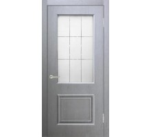 Дверь Верда Роял 2 остекленная Винил Стекло Сатинато с гравировкой Серый