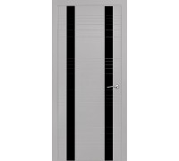 Дверь Верда V-II шпон Остекление Лакобель черное Светло-серый