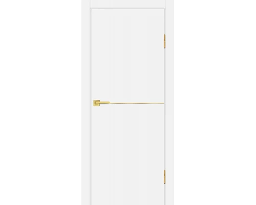 Дверь Profilo Porte P-19 NEW PET белый матовый золотой молдинг врезка под замок и ручку Дверь Profilo Porte P-19 NEW PET белый матовый золотой молдинг врезка под замок и ручку