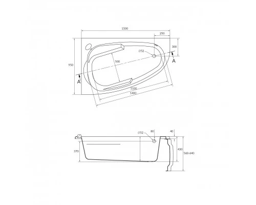 Ванна асимметричная JOANNA 150x95 правая Ванна асимметричная JOANNA 150x95 правая