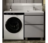 Style Line Тумба с раковиной Даллас ЛЕОН 120 R Люкс PLUS серый, 2 ящика
